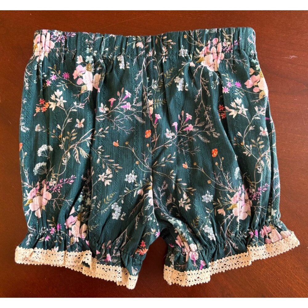 Makena Lane Easter Floral Lace Trim Bloomers in Green Girls Size 7 - Picture 5 of 6